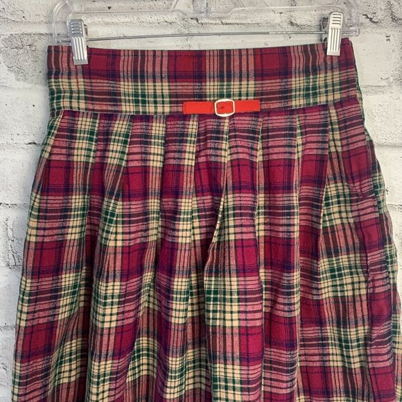 Vintage Y2K Pleated Plaid Handmade Academia Swing Skirt - Picture 2 of 10